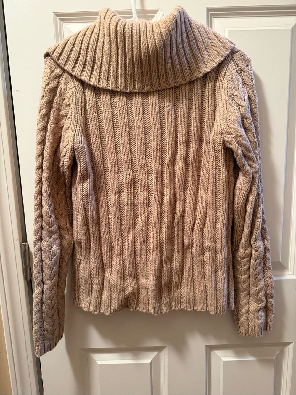 Womens Cream Ribbed Button-Up Sweater - Picture 2 of 3